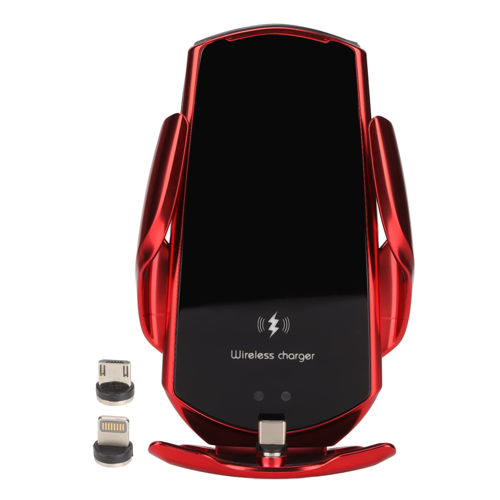 Q3 15W Smart Sensor Car Magenetic Charger Smart Sensing Charger Automatic Clamping Arm 360 Degree Spherical Joint Pivot for iPhone Series for Samsung Series (Red)