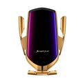 AJSHGD R1 Automatic Clamping 10W Wireless Charger Car Holder Smart Infrared Sensor Qi GPS Air Vent Mount Mobile Phone Bracket Stand (Color : Gold Universal)